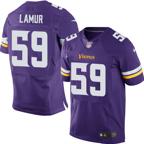 Men's Elite Emmanuel Lamur Nike Jersey Purple Home - #59 NFL Minnesota Vikings